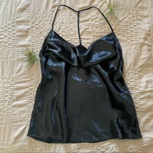 EXPRESS - Black Satin Cowl Neck Top